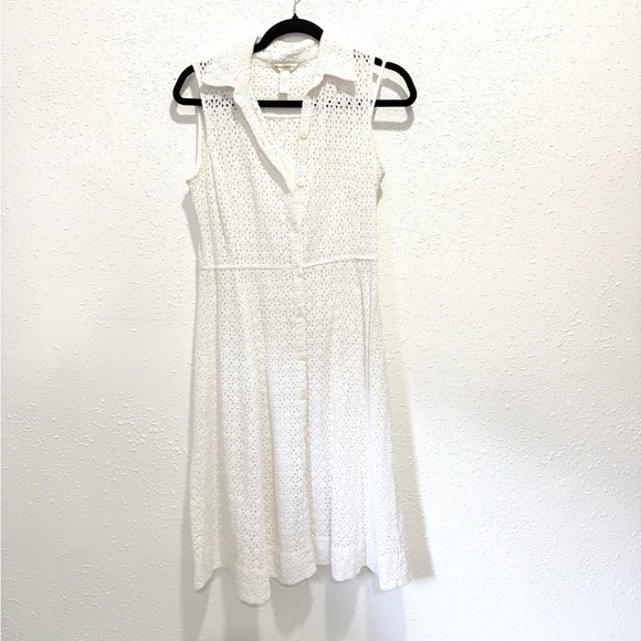 Banana Republic Factory White Eyelet Collared Mini Dress 8 - Picture 2 of 9